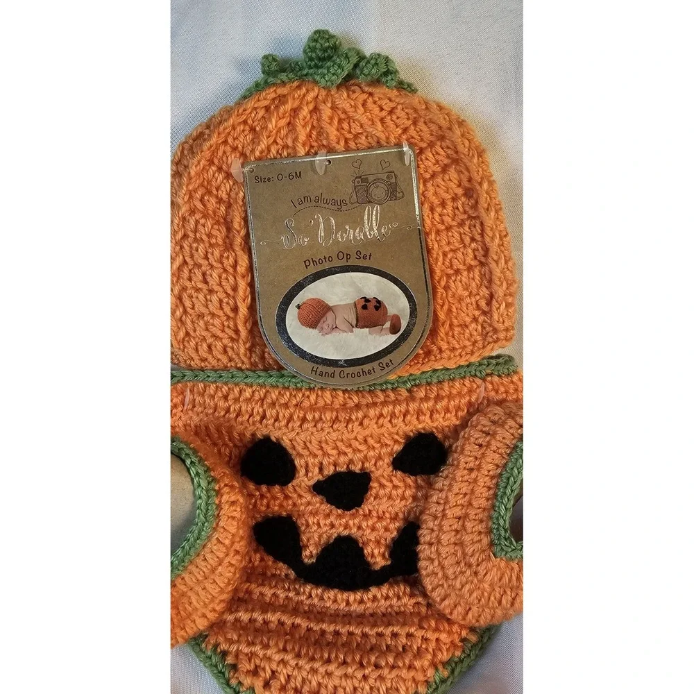 Hand Crochet 3 Piece Baby Set 0-6 Month Halloween I Am Always So 'Dorable NIP